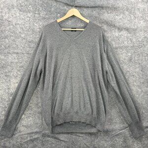 Forte Sweater Mens XL Gray Cashmere Pullover V Neck Preppy Grandpa Cutter HOLES